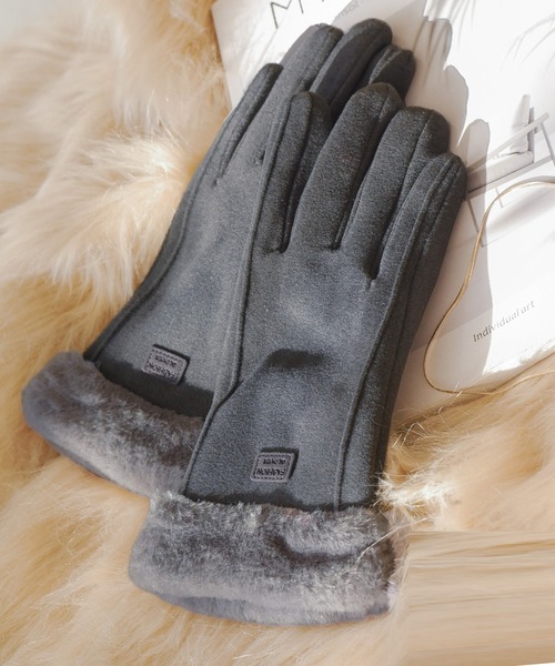DAY CLOSET 手袋 レディース スマホ対応裏起毛ふんわりファー手袋