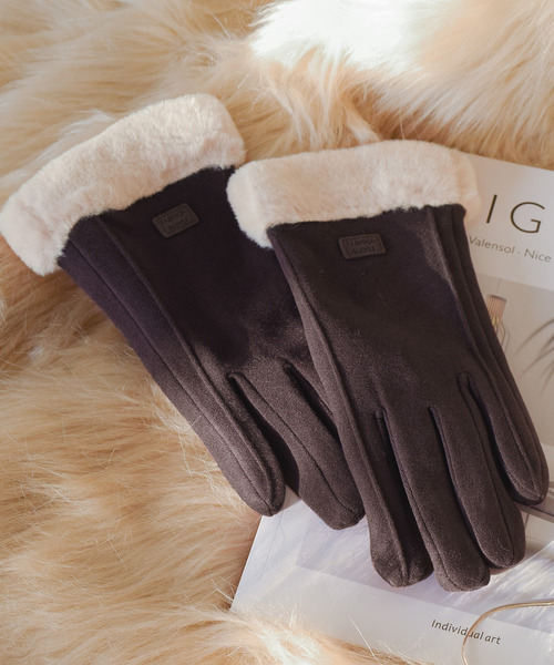DAY CLOSET 手袋 レディース スマホ対応裏起毛ふんわりファー手袋