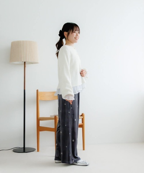 flower パンツ ベロアエンブロイダリーパンツ2 レディース : ZOZOTOWN