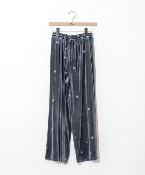 flower パンツ ベロアエンブロイダリーパンツ2 レディース : ZOZOTOWN