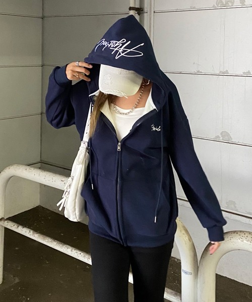 non-hedge（ノンヘッジ） パーカー 裏起毛フードロゴジップパーカー