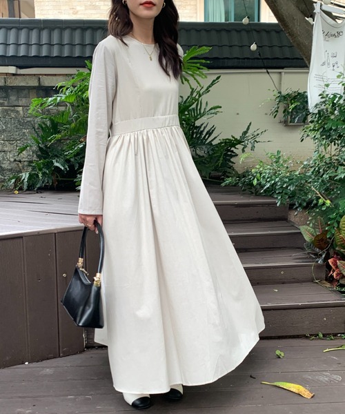 Diosfront ワンピース 2022AW マキシ丈ハイウエスト切替ギャザー