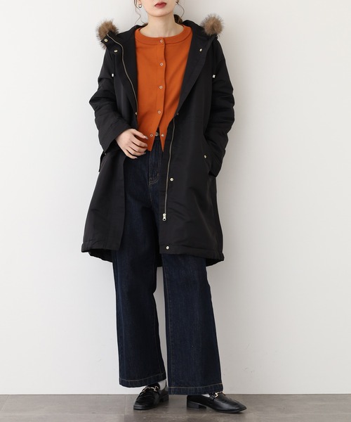 Ree&Mee モッズコート コート 裏ボア 防寒 撥水加工 フードファー