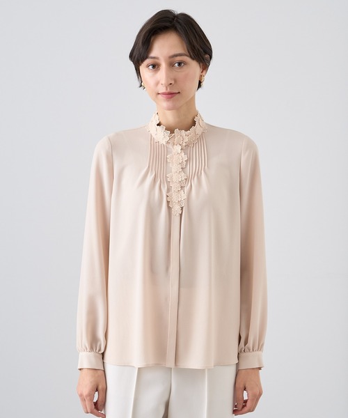 ANAYI（アナイ） ブラウス シャツ ジョーゼットフラワーレース