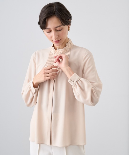 ANAYI（アナイ） ブラウス シャツ ジョーゼットフラワーレース