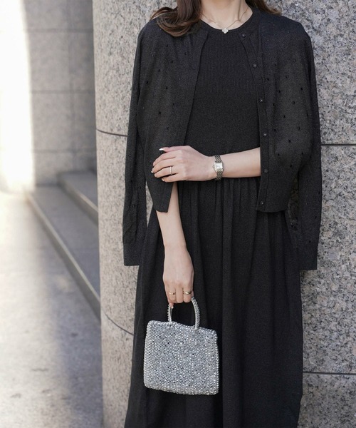 HUIT bouquet（ユイット ブーケ） カーディガン ドット柄 ラメ シアー