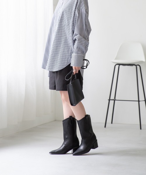 menue（メヌエ） ブーツ 刺繍入り ウエスタンブーツ レディース