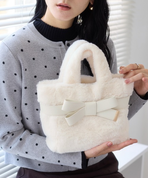 VIS（ビス） トートバッグ 「2WAY」ファーリボントートバッグ