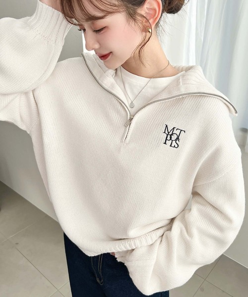 moment+ ニット セーター 「累計販売枚数1万枚突破！」ハーフジップ