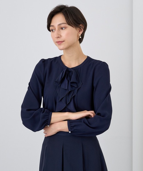 ANAYI（アナイ） ブラウス シャツ バックサテンリボンラッフル