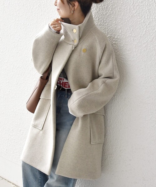 SHIPS any コート アウター any: カシミヤ ミックス スタンドカラー