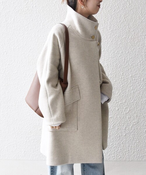 SHIPS any コート アウター any: カシミヤ ミックス スタンドカラー