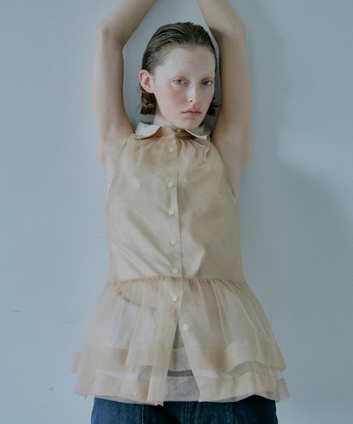 LE CIEL BLEU（ルシェルブルー） ブラウス シャツ ソフトチュール