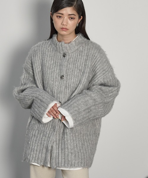 THE Yon カーディガン 2WAYモヘアライクミックスシャギーニット