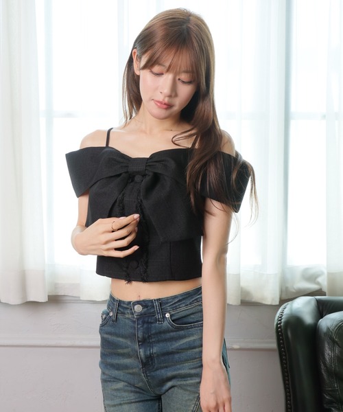 LIP SERVICE（リップサービス） ブラウス シャツ ツイードリボン