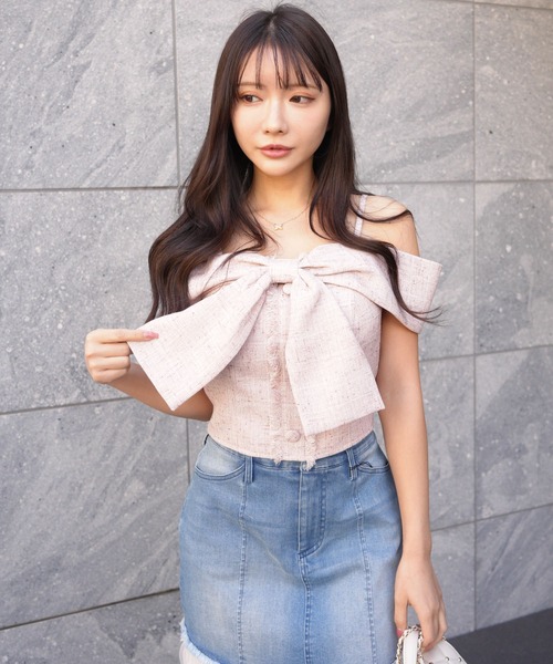 LIP SERVICE（リップサービス） ブラウス シャツ ツイードリボン