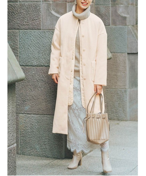 IEDIT（イディット） ノーカラーコート コート ロングシーズン着まわし