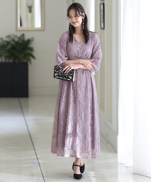 PourVous（プールヴー） ドレス ロング＆袖ありフォーマルタック結婚式