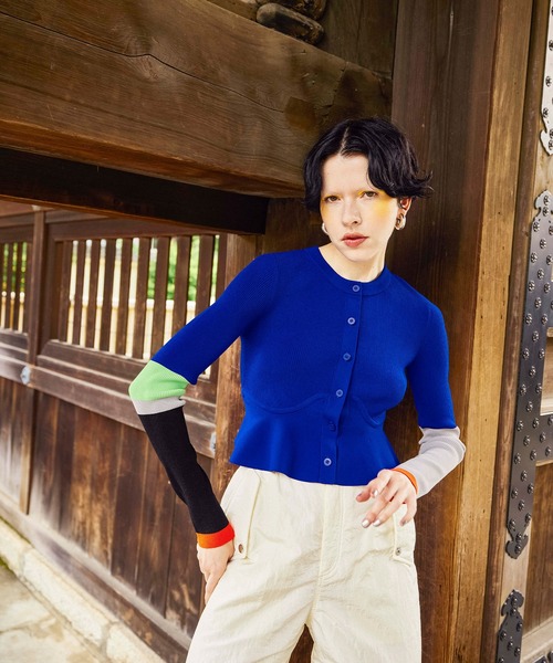 OMMO（オーエムエムオー） カーディガン BLOCKING PEPLUM KT CD