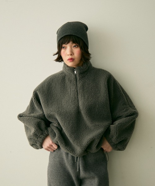 full/fill. ブルゾン アウター half zip boa pullover / ハーフジップ