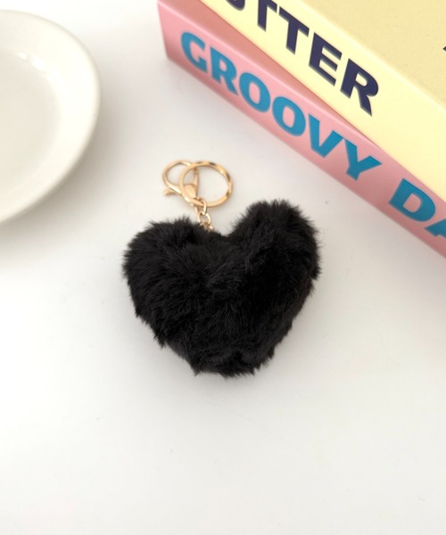 キーホルダー ハートファーキーチャーム ハートキーホルダー