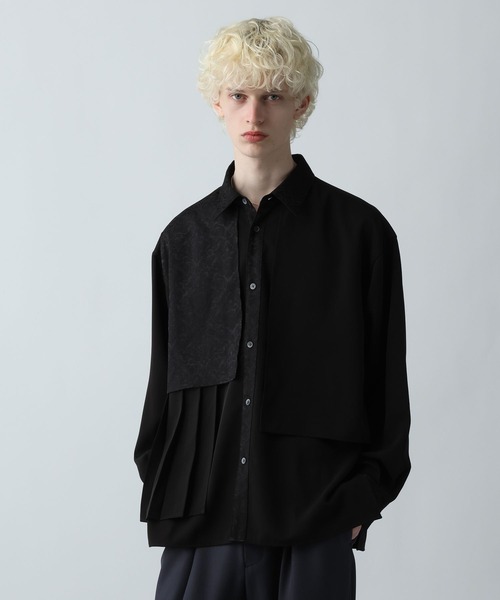 HARE（ハレ） シャツ 「SET UP対応」ジャガードアシメプリーツシャツ