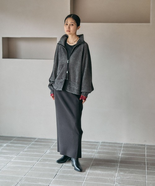 LEPSIM（レプシィム） カーディガン 7ゲージ配色リブZIPカーディガン2