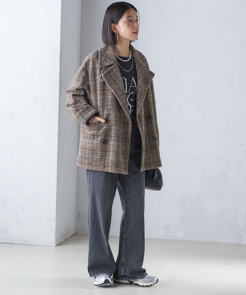 SHIPS（シップス） ピーコート pコート スライバー チェック ショート