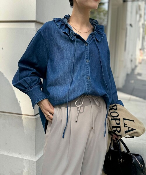 Rie Miller（リエミラー） ブラウス シャツ 「RM denim」フリル