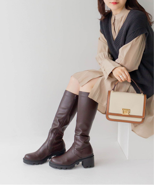 RANDA（ランダ） ブーツ ストレッチ トラックソールロングブーツ