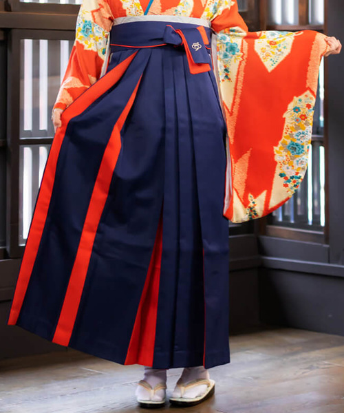 KIMONOMACHI 着物 レディース 袴単品 バイカラー 刺繍入り 卒業式 袴