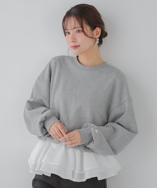 Fit more（フィットモア） トレーナー スウェット 裾フリルジャガード