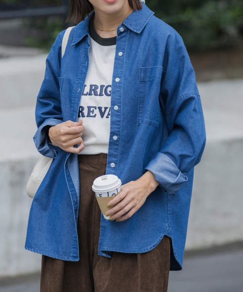 anuans（アニュアンス） 長袖ブラウス FREE サックスブルー レディース