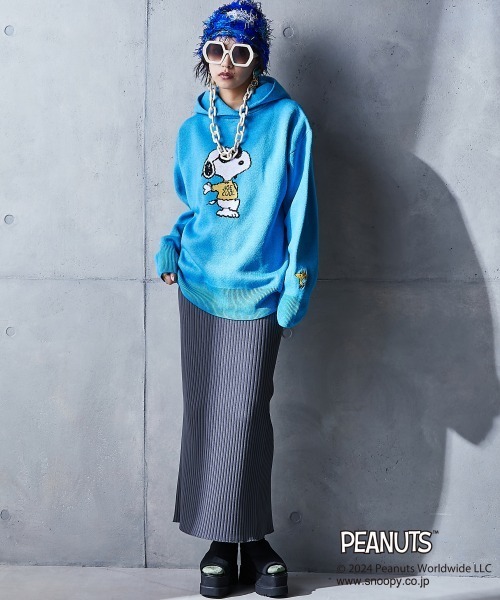 PEANUTS ニット セーター スヌーピー/ジャガードパーカーニットプル