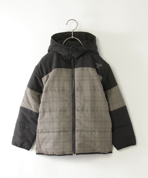 ikka（イッカ） ダウン アウター フード脱着チェック切り替えブルゾン