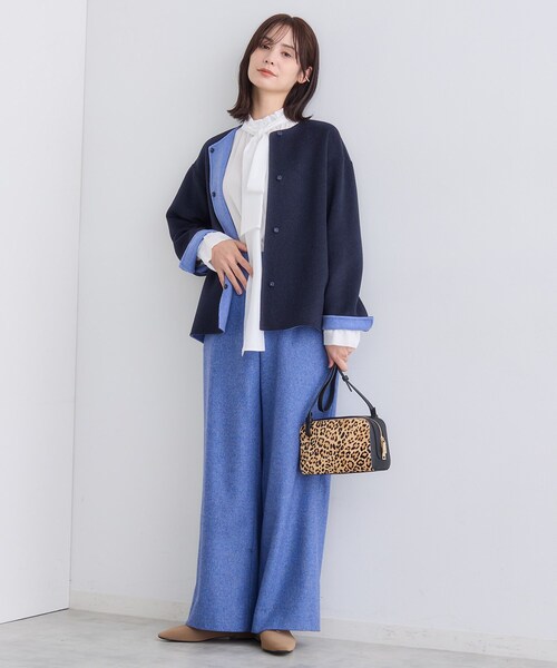 INDIVI（インディヴィ） ノーカラーコート コート 「配色デザイン