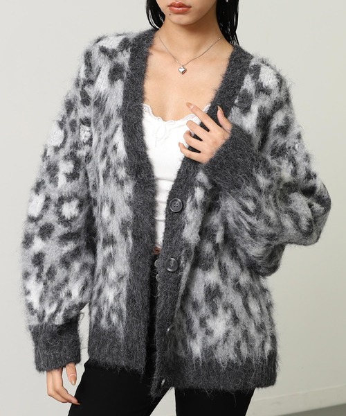 ANAP（アナップ） カーディガン レオパード柄 シャギーニット