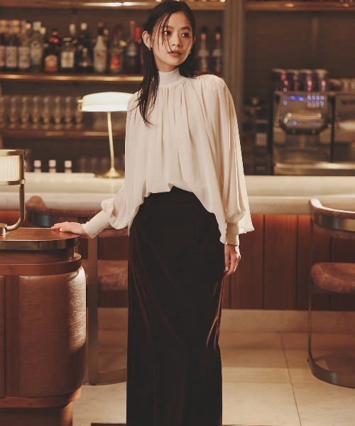 anuans（アニュアンス） ブラウス シャツ ジョーゼットフレアブラウス