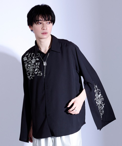 Ellno Loset（エルノロゼット） シャツ 2wayスリット刺繍シャツ メンズ