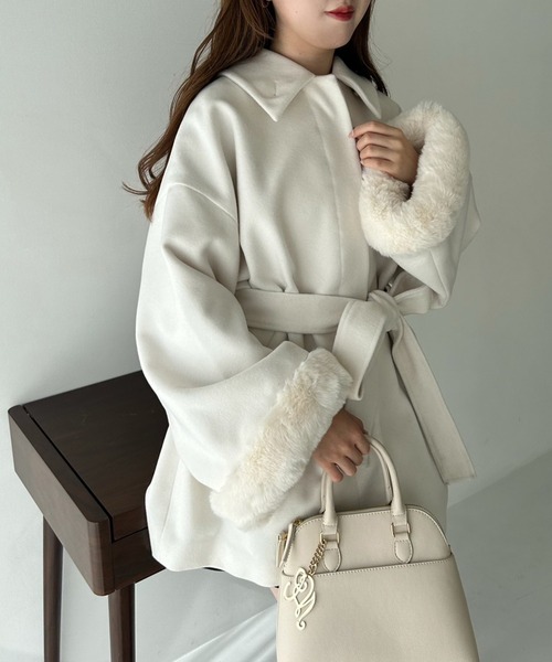 one after another NICE CLAUP ステンカラーコート コート フェイク