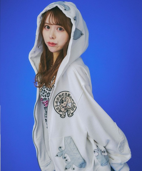 GALFY（ガルフィー） パーカー 百合の紋紋スウェットジップパーカー