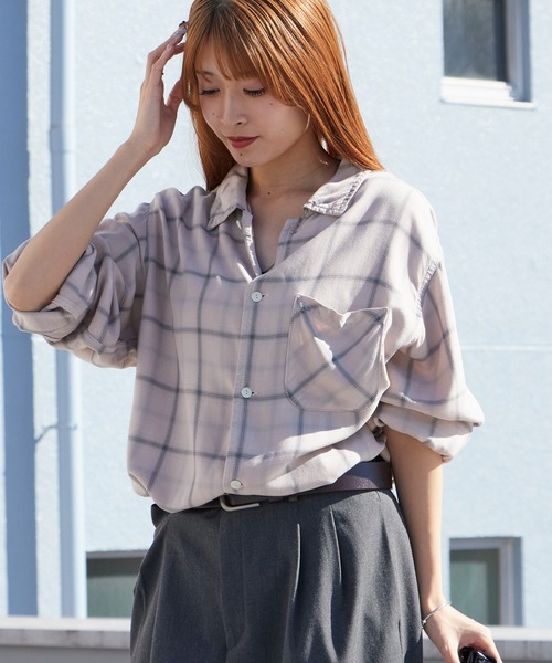 REMI RELIEF（レミ レリーフ） シャツ レーヨンツイルチェックシャツ