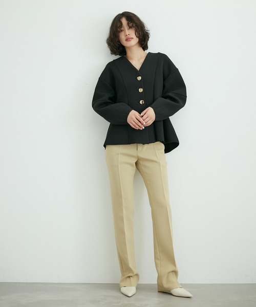 ADAM ET ROPE'（アダムエロペ） カーディガン ミックスボタンペプラム