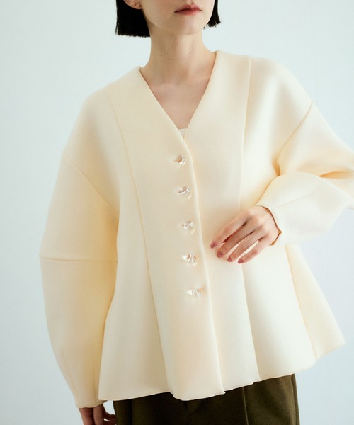 ADAM ET ROPE'（アダムエロペ） カーディガン ミックスボタンペプラム