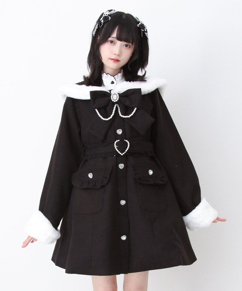 DearMyLove ステンカラーコート コート ハートバックルベルトセーラー