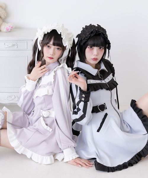 DearMyLove ワンピース フリルたっぷりメイドジャージワンピース