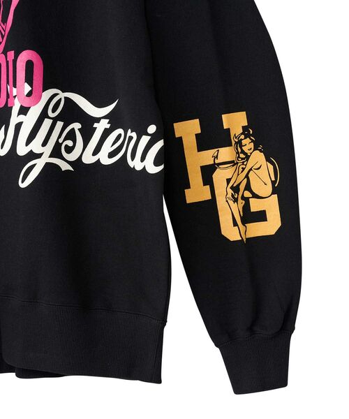 ヒステリックグラマー FLAMOU 女性イラスト ブラックスウェット