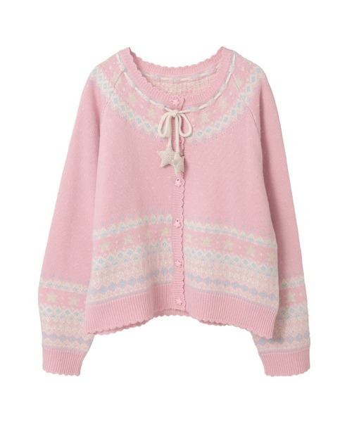 PINK HOUSE（ピンクハウス） カーディガン 星柄編み込みニット