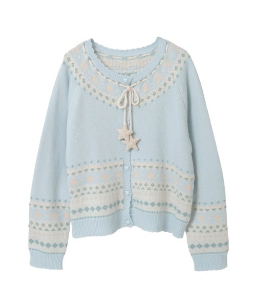 PINK HOUSE（ピンクハウス） カーディガン 星柄編み込みニット