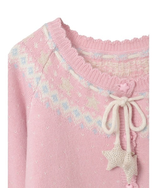 PINK HOUSE（ピンクハウス） カーディガン 星柄編み込みニット